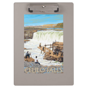 Carpeta De Pinza Caídas de Celilo que pescan el poster del viaje