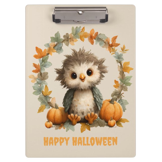 Carpeta De Pinza Calabaza de búho lindo Feliz diseño de Halloween (Anverso)