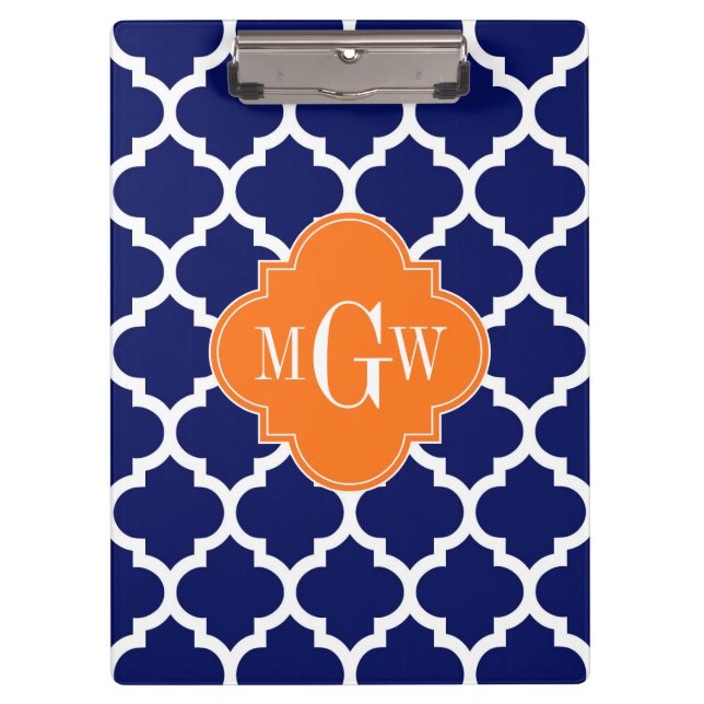 Carpeta De Pinza Calabaza de calabaza azul marino Wt Chevron Quatre (Anverso)