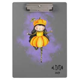 Carpeta De Pinza Calabaza de Halloween Chica de Stellalunarts