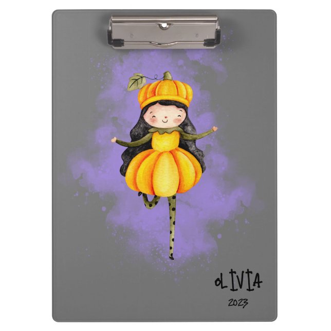 Carpeta De Pinza Calabaza de Halloween Chica de Stellalunarts (Anverso)