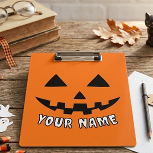 Carpeta De Pinza Calabaza Naranja Personalizada de Halloween con Tu