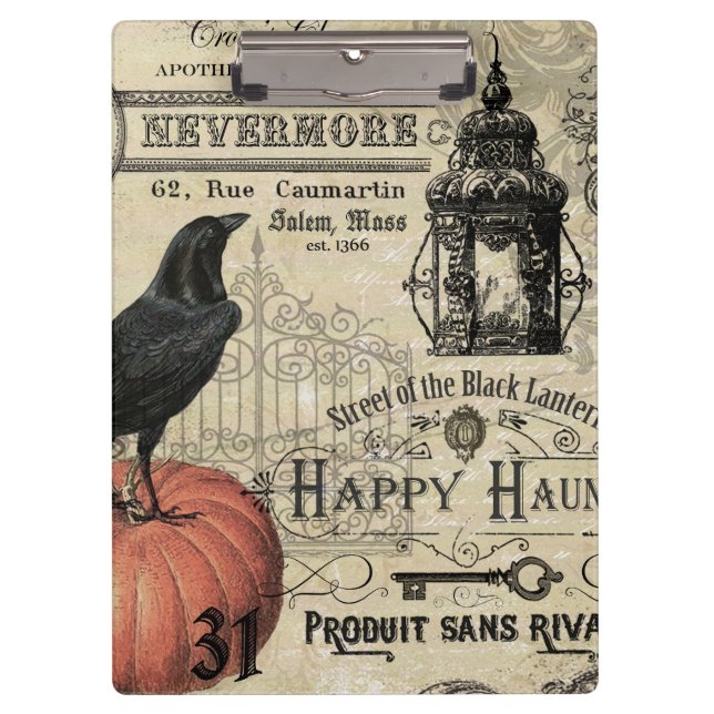 Carpeta De Pinza calabaza y cuervo modernos de Halloween del (Anverso)