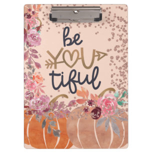 Carpeta De Pinza Calabazas florales de oro Rosa de otoño "Be You t