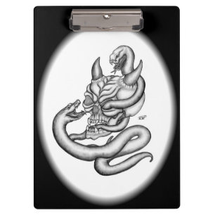 Carpeta De Pinza Calavera - Cabeza malvada con serpiente