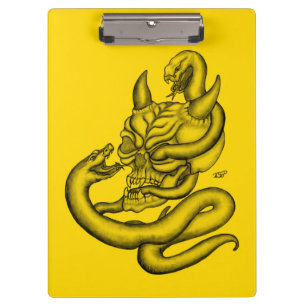 Carpeta De Pinza Calavera - Cabeza malvada con serpiente