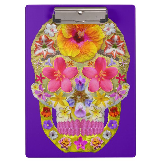 Carpeta De Pinza Calavera de flores 4 - Tropical (Anverso)