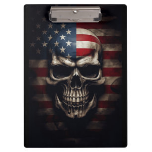 Carpeta De Pinza Calavera de la bandera americana