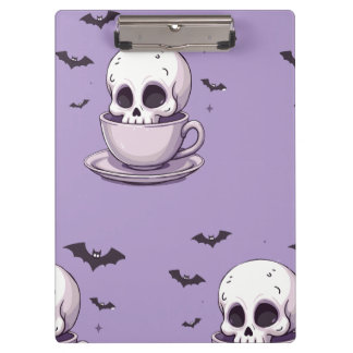 Carpeta De Pinza Calavera Pastel Goth en Taza de Té