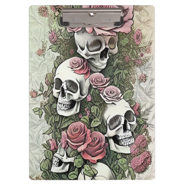 Carpeta De Pinza Calavera y Rosas (Anverso)