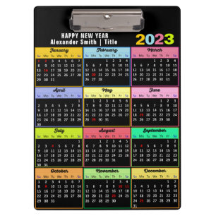 Carpeta De Pinza Calendario 2023-2026 Minimalista moderno colorido