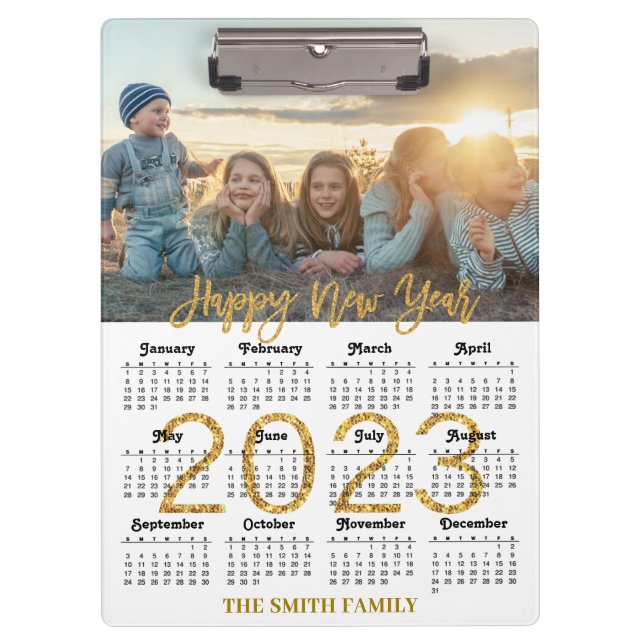 Carpeta De Pinza Calendario 2023 Purpurina de escritura moderna de  (Anverso)
