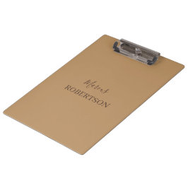 Carpeta De Pinza Caligrafía monograma marrón minimalista profesiona