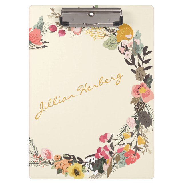 Carpeta De Pinza Calligrafía personalizada de floral de Wreath eleg (Anverso)