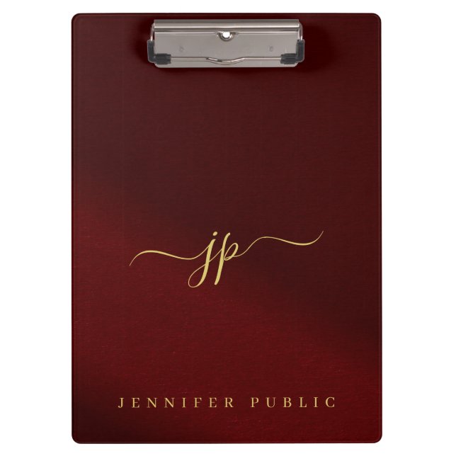 Carpeta De Pinza Calligraphy Script Name Elegant Gold Text Monogram (Anverso)
