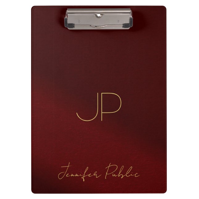 Carpeta De Pinza Calligraphy Script Name Monogram Elegant Gold Text (Anverso)