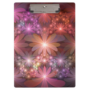 Carpeta De Pinza Cama De Flores Colorido Brillante Arte Fractal Abs