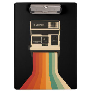 Carpeta De Pinza Cámara Retro con Impresión de Arcoíris