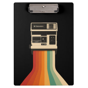 Carpeta De Pinza Cámara retro con impresión de arcoíris