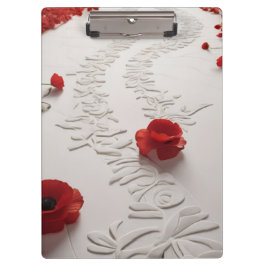 Carpeta De Pinza Camino Floral de Flor de Arte Rojo Elegante
