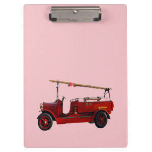 Carpeta De Pinza Camión De Fuego Vintage Rojo Con Ladder De Cabeza,