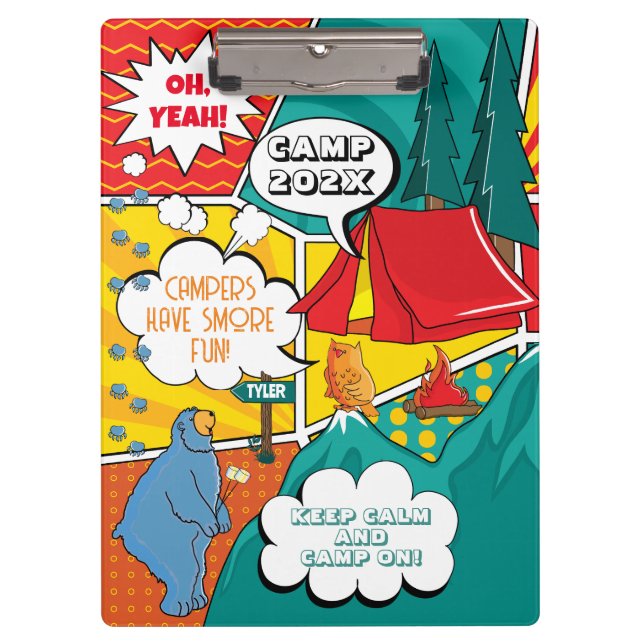 Carpeta De Pinza Campamento de verano de arte pop infantil (Anverso)