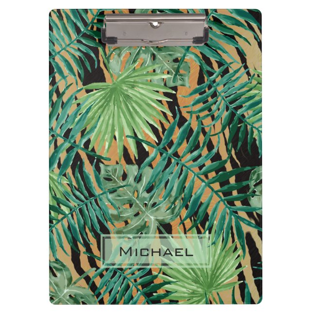 Carpeta De Pinza Camuflaje de Jungla de Rayas de Tigre Personalizad (Anverso)