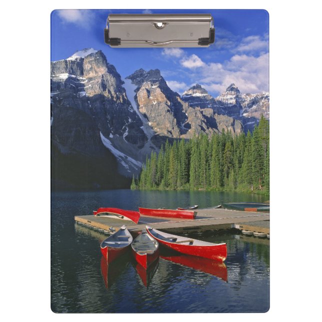 Carpeta De Pinza Canadá, Alberta, Lago Moraine. Canoas rojas espera (Anverso)