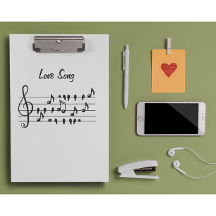 Carpeta De Pinza Canción de amor, pájaros sentados entre notas musi