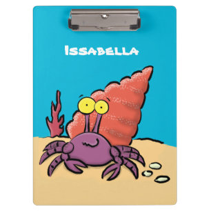 Carpeta De Pinza Cangrejo ermitaño gracioso personalizado morado