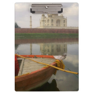 Carpeta De Pinza Canoa en agua con Taj Mahal, Agra, India