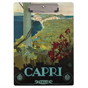 Carpeta De Pinza Capri, Italia, Arte de cartel de viaje antiguo Ita