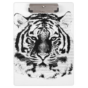 Carpeta De Pinza Cara de tigre blanco y negro