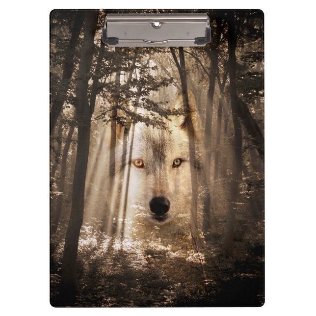 Carpeta De Pinza Cara del lobo en las maderas (Anverso)