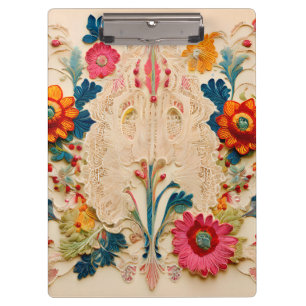 Carpeta De Pinza Cara floral- como multicolor