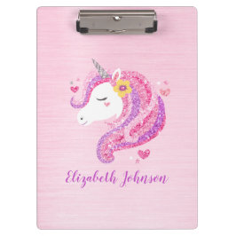 Carpeta De Pinza Cara unicorniana, Purpurina mágico y personalizado