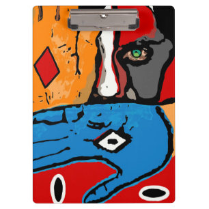 Carpeta De Pinza cara y manos en tablero azul y anaranjado