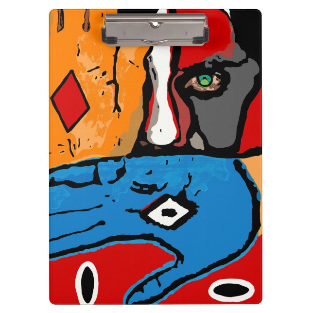 Carpeta De Pinza cara y manos en tablero azul y anaranjado (Anverso)