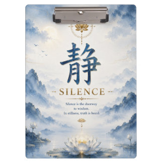 Carpeta De Pinza Carácter chino 静 Silencio (Jing) Loto