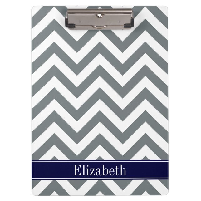 Carpeta De Pinza Carbón Gris Lg Nombra azul de la marina de Chevron (Anverso)