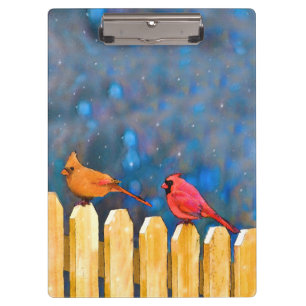 Carpeta De Pinza Cardenales sobre la pintura de la cerca - Arte ori