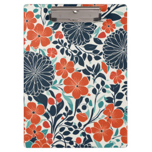 Carpeta De Pinza Carne y floral moderna negra