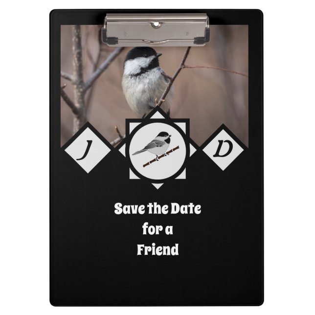 Carpeta De Pinza Carolina Adorable Chickadee Monograma Foto (Anverso)