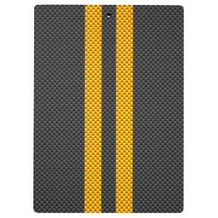 Carpeta De Pinza Carreras Amarilla Stripes Estilo Fibra De Carbono