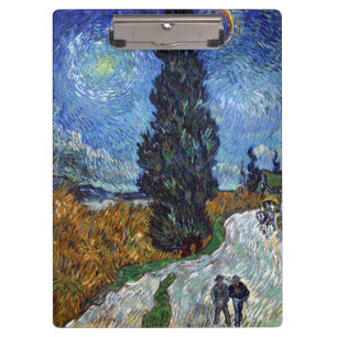Carpeta De Pinza Carretera con Cipreses Impresionismo Van Gogh