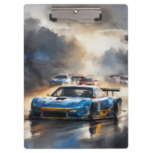 Carpeta De Pinza Carro de carreras azules con el Sun Rising