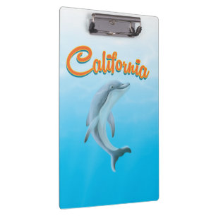Carpeta De Pinza Cartel de viaje del delfín vintage de California