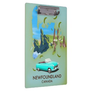 Carpeta De Pinza cartel de viaje mapa de Terranova Canadá