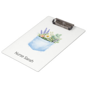 Carpeta De Pinza Cartelera Médica de Acuarela Floral Personalizada 