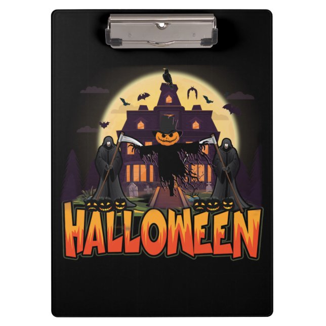Carpeta De Pinza Casa de calabaza asustada, Halloween (Anverso)